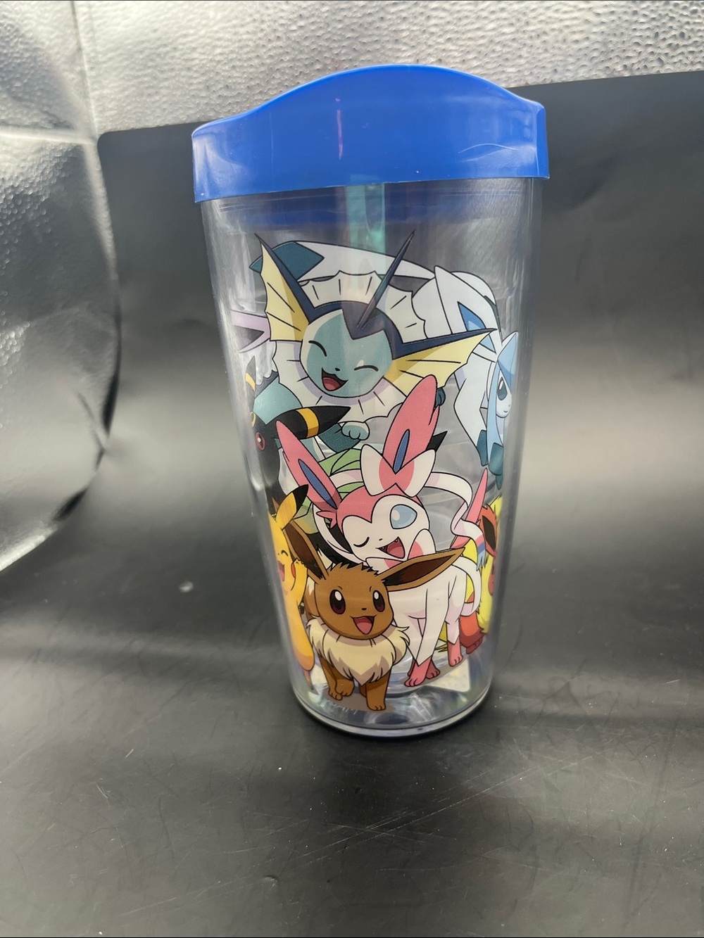 NWT 16oz Blue-Top Pokemon Eevee & Pikachu Tumbler
